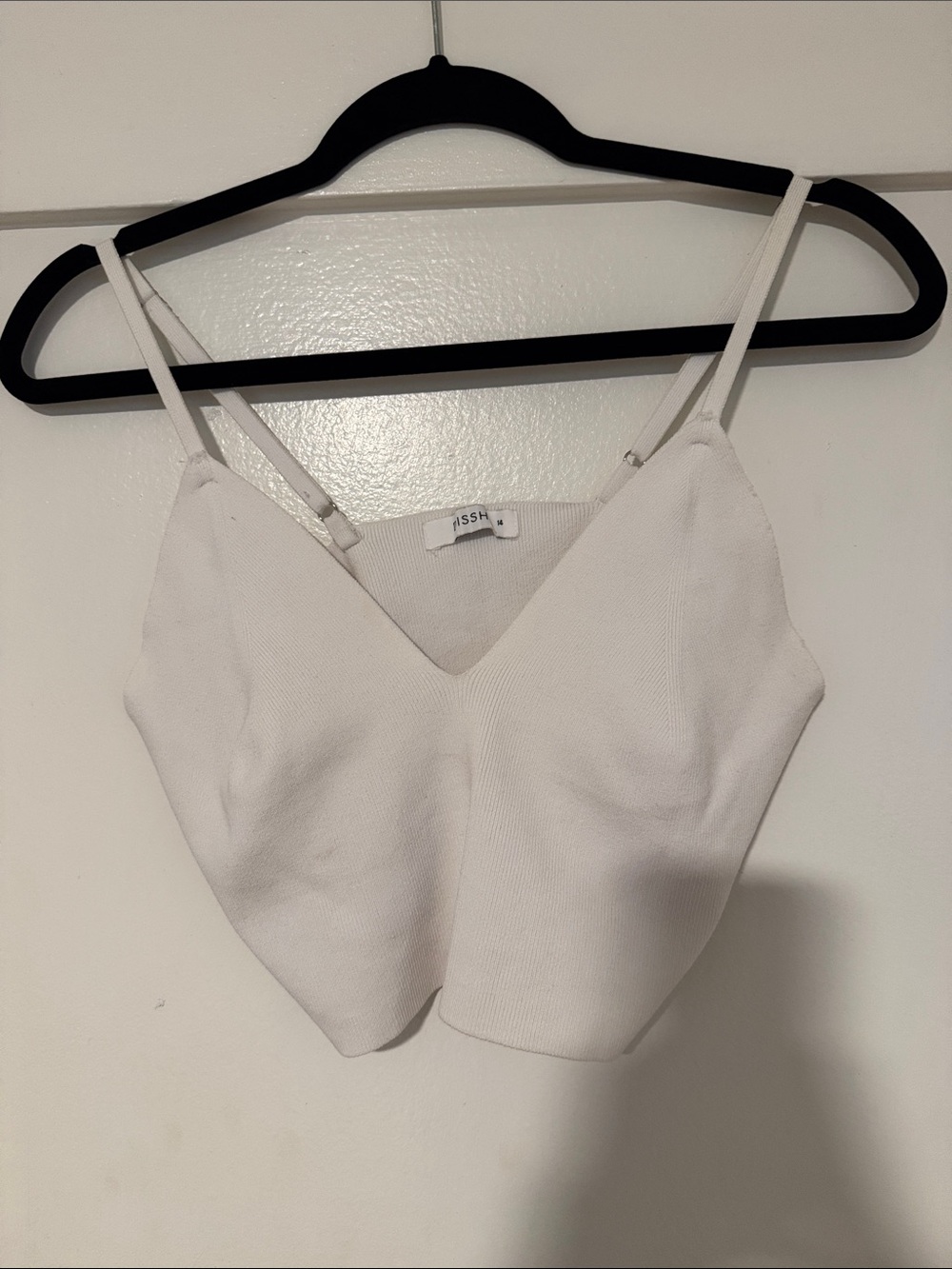 DISSH White V-Neck Ribbed Cami